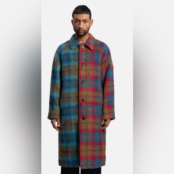 ANDERSSON BELL UNISEX HARRY CHECK BALMACAAN SHAGGY WOOL COAT SZ XS - Picture 6 of 10